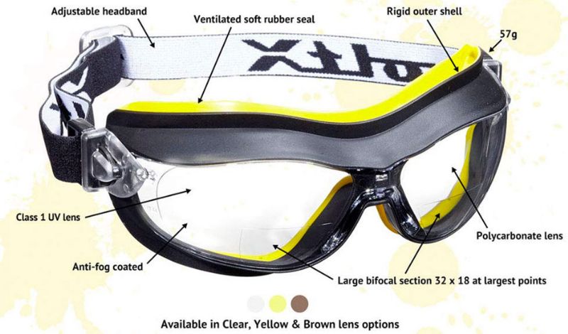 voltX DEFENDER Gafas de seguridad bifocales compactas y ventiladas Con revestimiento antiempañamiento AMARILLO +1.0 safety goggles Certificado CE EN166FT 